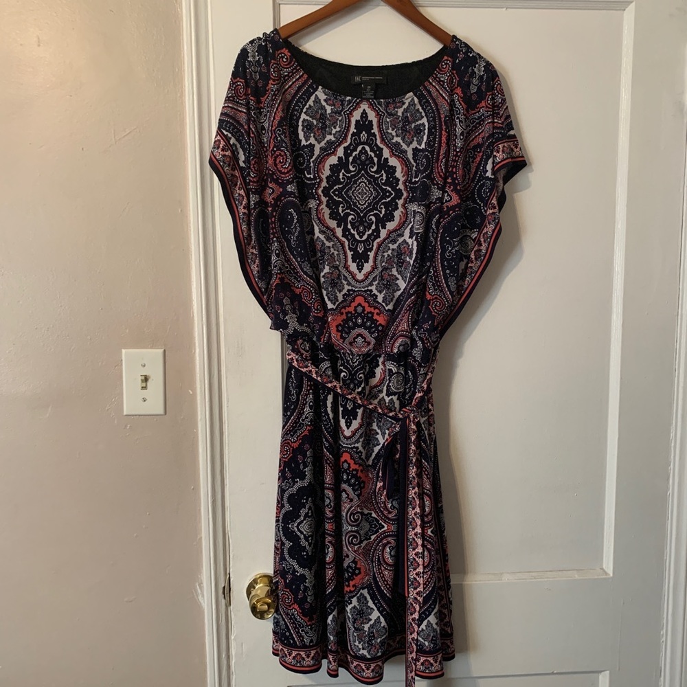 INC international navy, paisley print dress